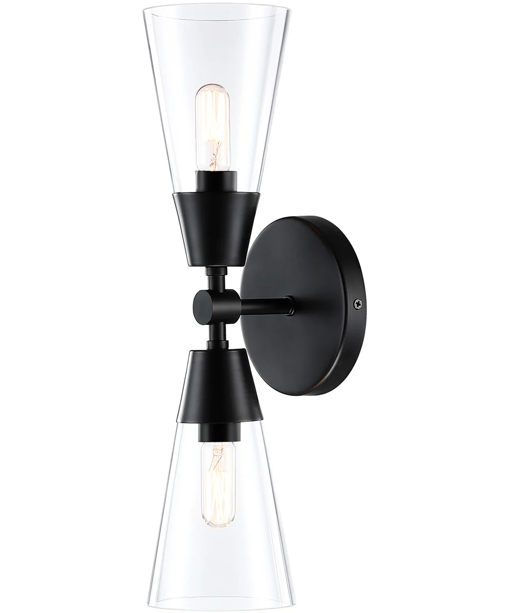 Norro 2 Light Wall Sconce Matte Black