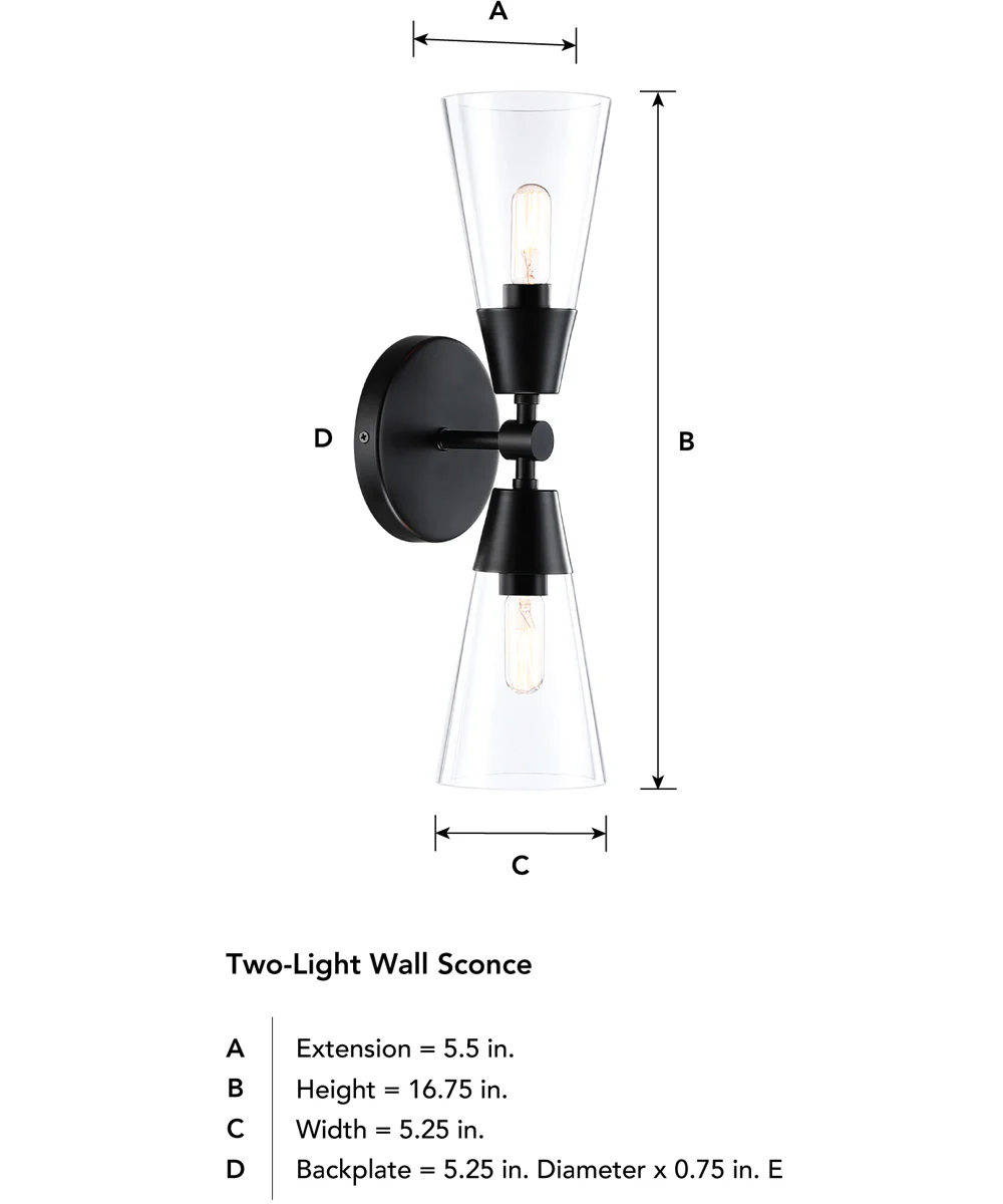 Norro 2 Light Wall Sconce Matte Black - Image 5