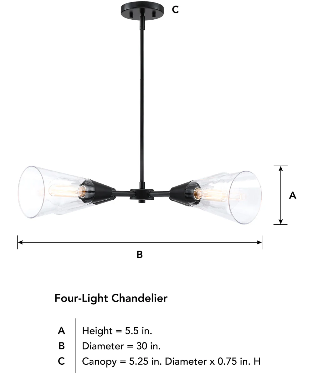 Norro 4 Light Chandelier Matte Black - Image 5