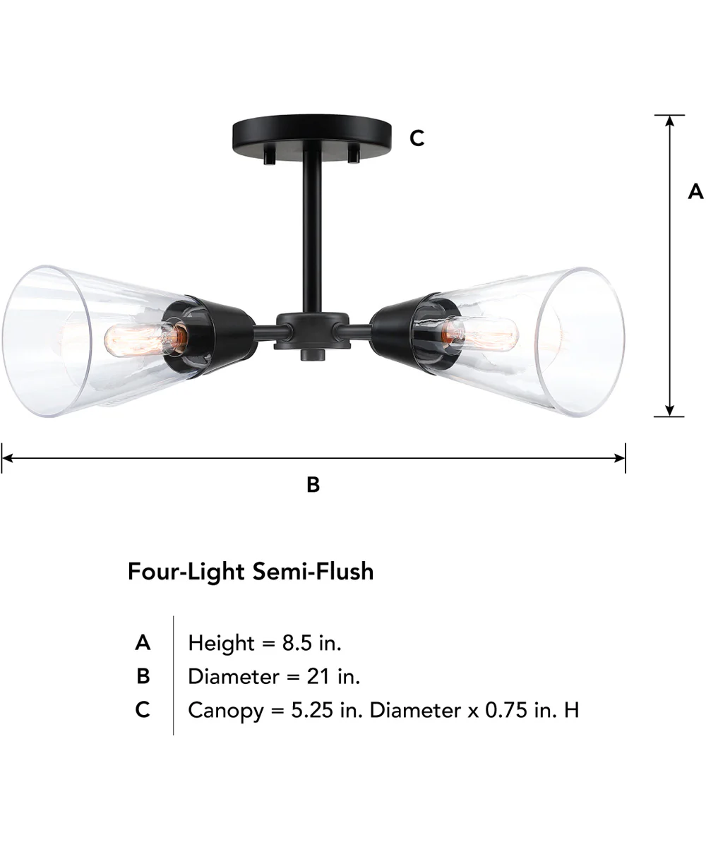 Norro 4 Light Semi Flush Matte Black - Image 4