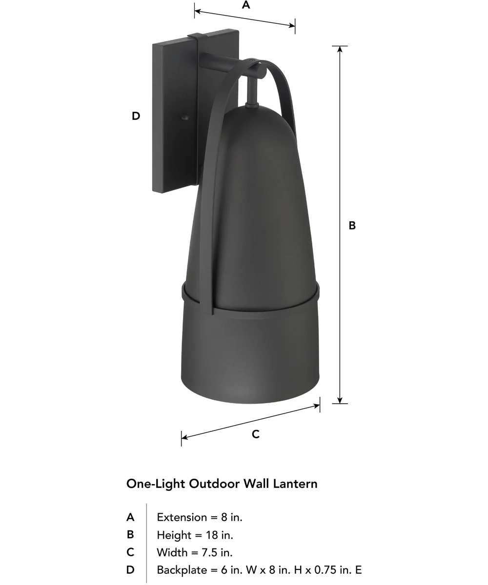 Rue 1 Light Wall Lantern Black - Image 5
