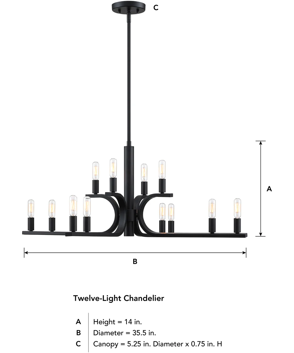Skye 12 Light Chandelier Matte Black - Image 3