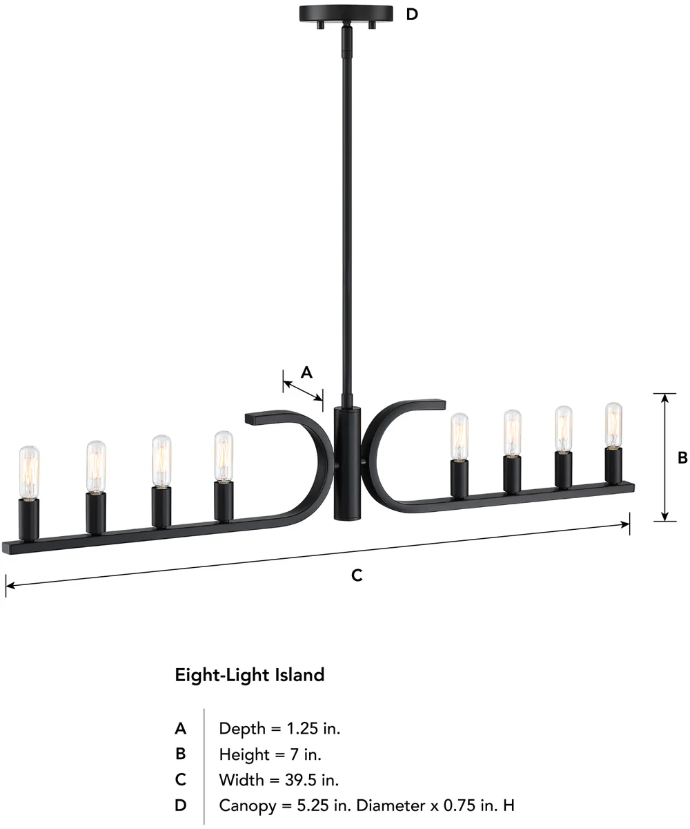 Skye 8 light Island Pendant Matte Black - Image 4