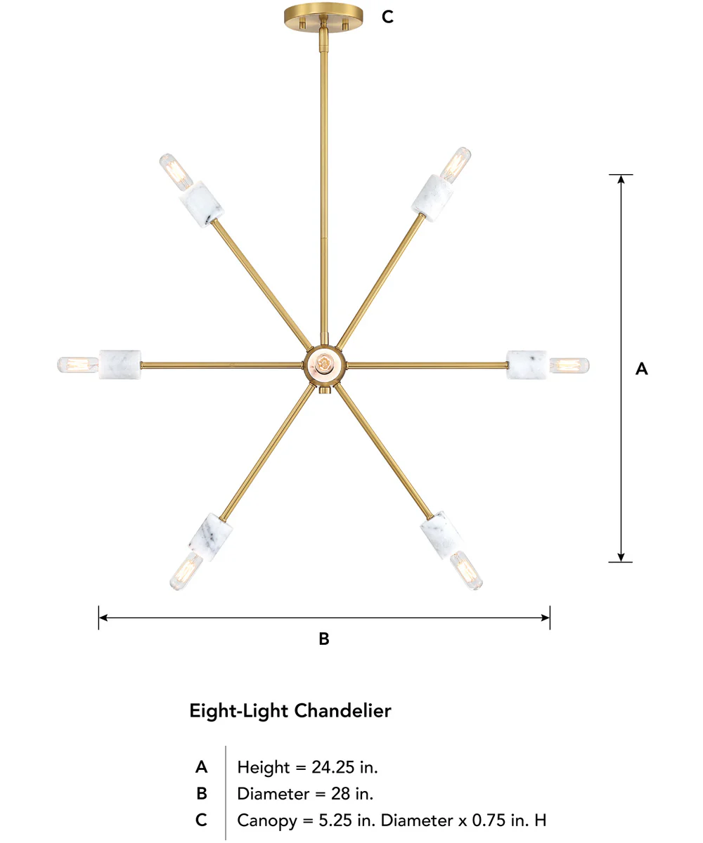 Star Dust 8 Light Chandelier Brushed Gold - Image 3