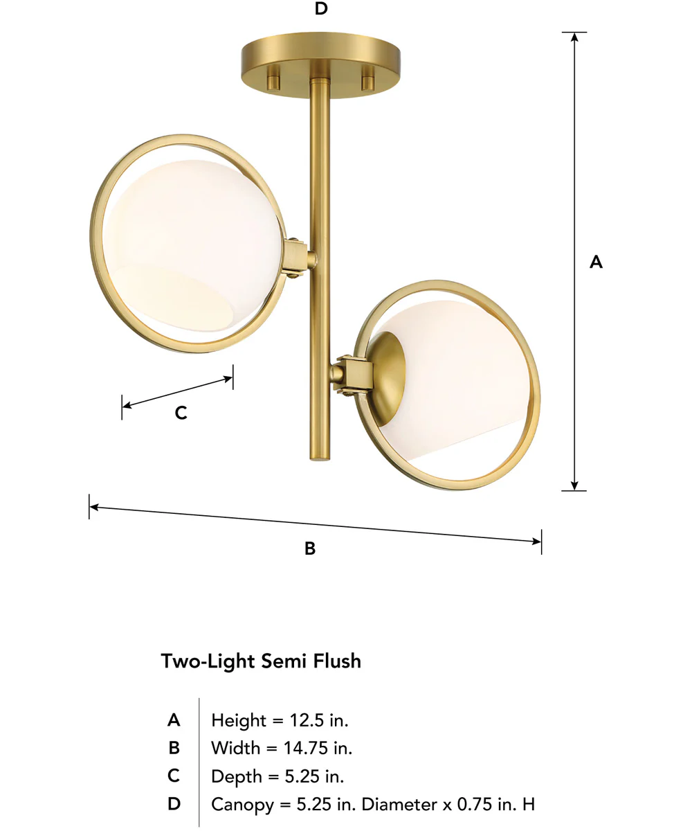 Teatro 2 Light Semi Flush Brushed Gold - Image 5