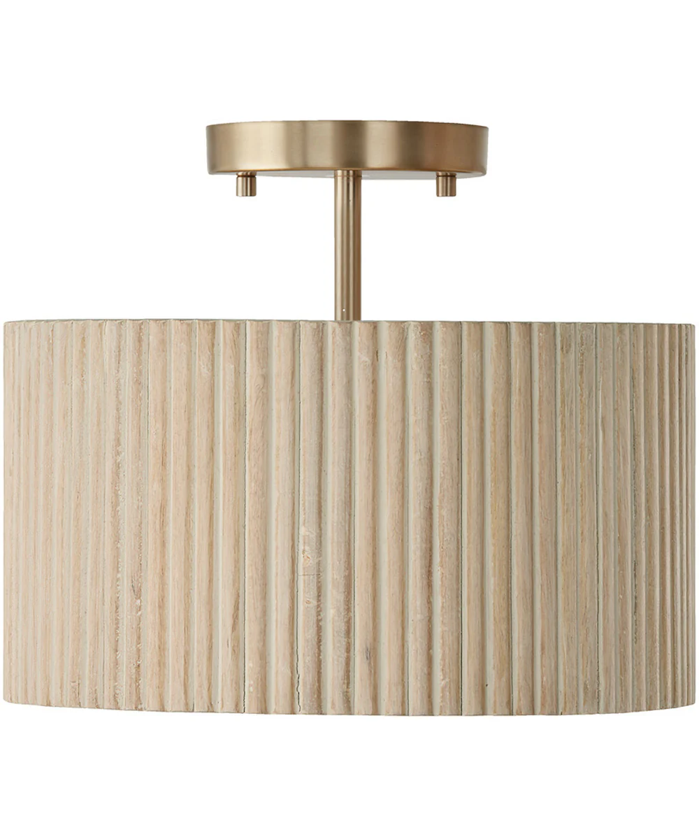 Donovan 1-Light Semi-Flush Ivory Wash and Matte Brass