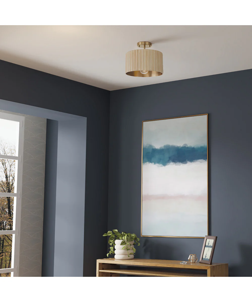 Donovan 1-Light Semi-Flush Ivory Wash and Matte Brass - Image 2