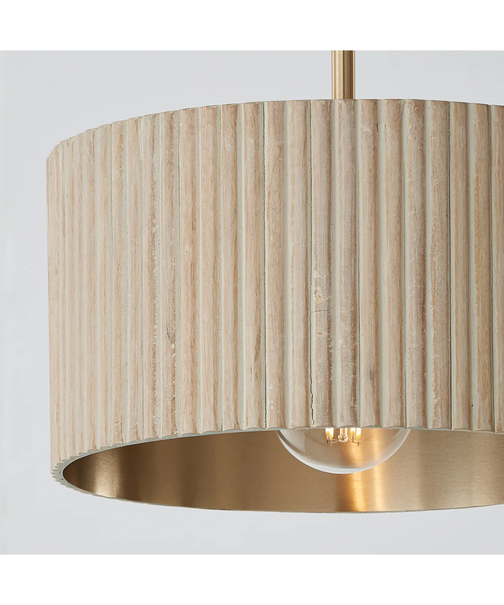 Donovan 1-Light Semi-Flush Ivory Wash and Matte Brass - Image 3
