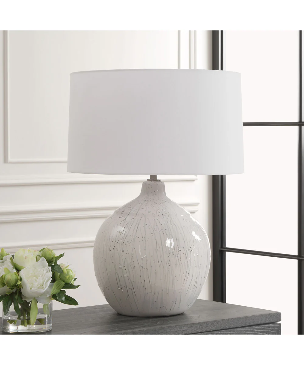 Dribble White Glaze Table Lamp - Image 3