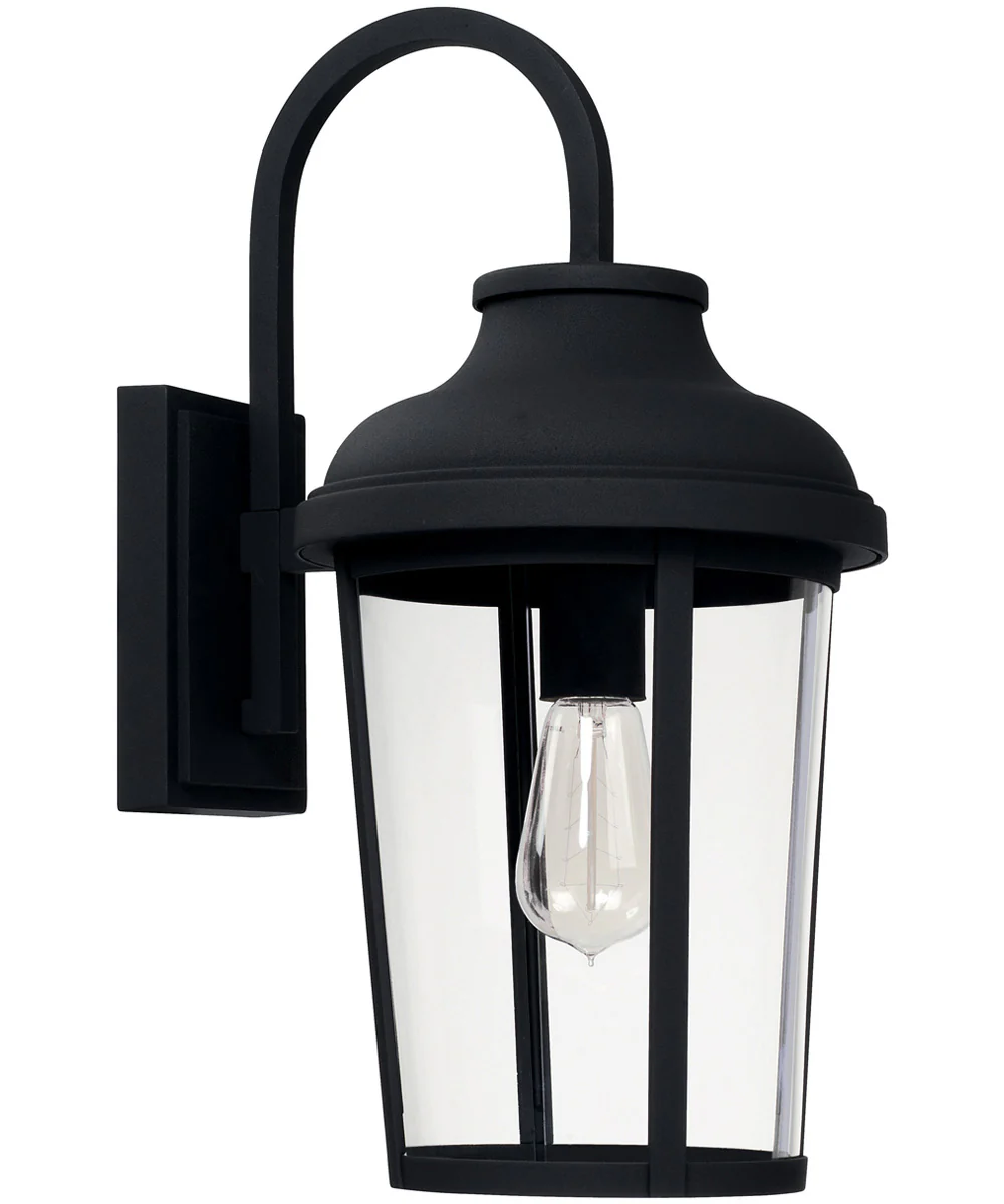 Dunbar 1-Light Outdoor Wall Mount Rain or Shine - Black with Clear Glass