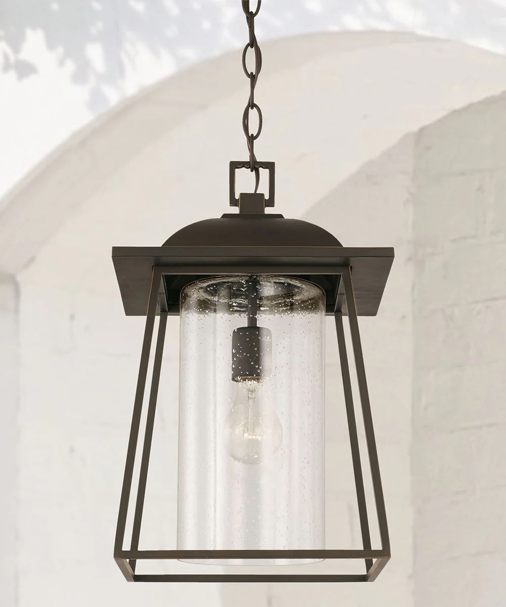 Durham 1-Light Outdoor Hanging-Lantern Rain or Shine - Oiled Bronze - Image 2