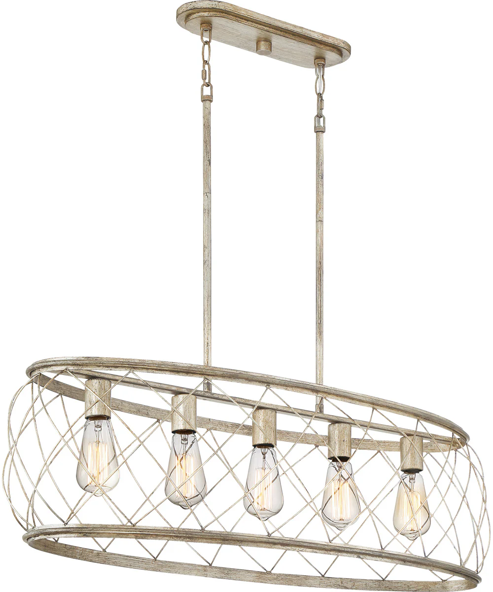 Dury 5-light Island Light Century Silver Leaf - Image 2