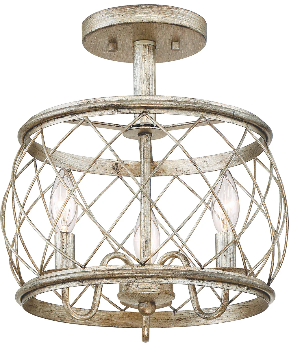 Dury Medium 3-light Semi Flush Mount Century Silver Leaf - Image 2
