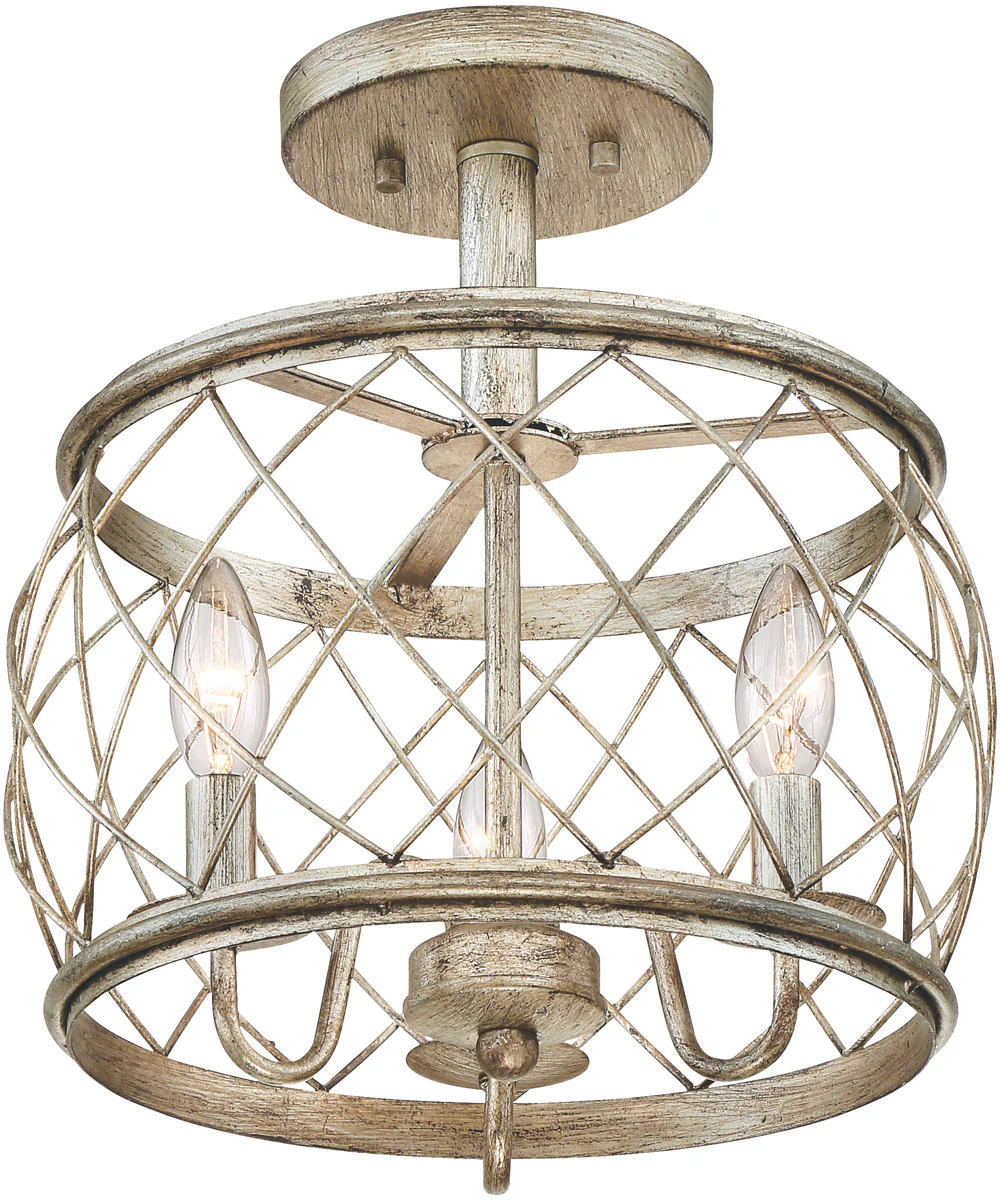 Dury Medium 3-light Semi Flush Mount Century Silver Leaf - Image 5