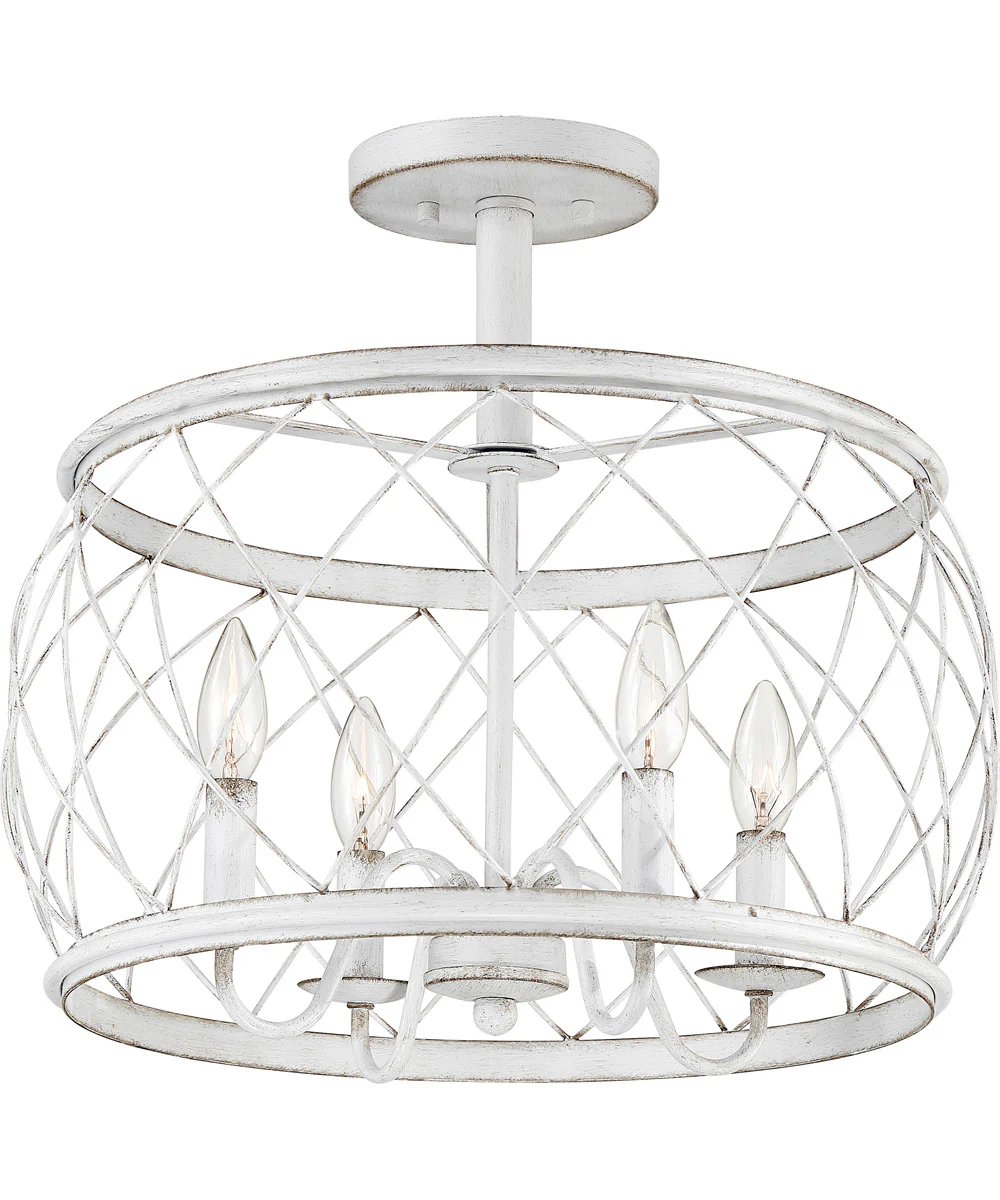 Dury Medium 4-light Semi Flush Mount Antique White