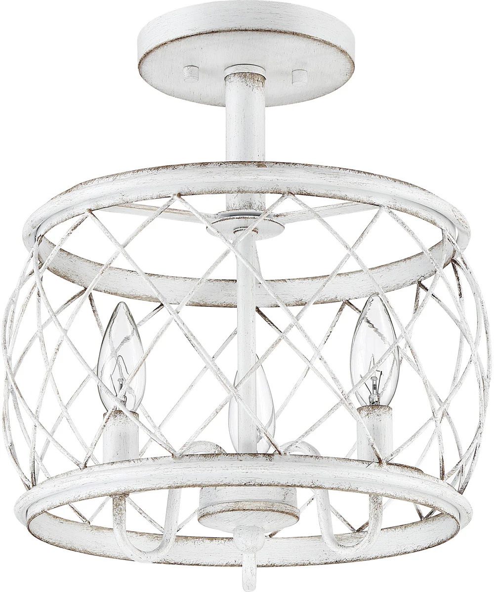 Dury Small 3-light Semi Flush Mount Antique White - Image 3