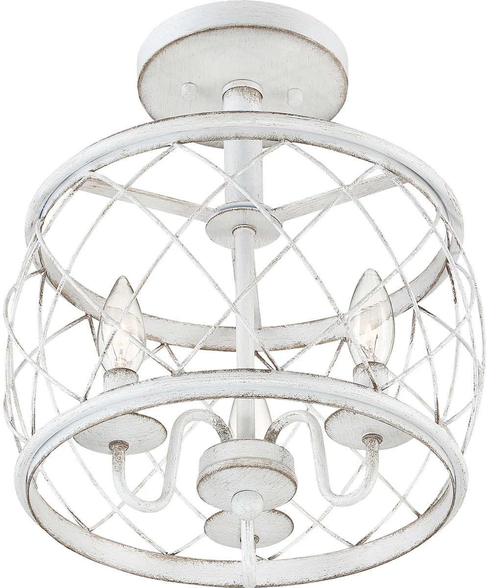 Dury Small 3-light Semi Flush Mount Antique White - Image 4