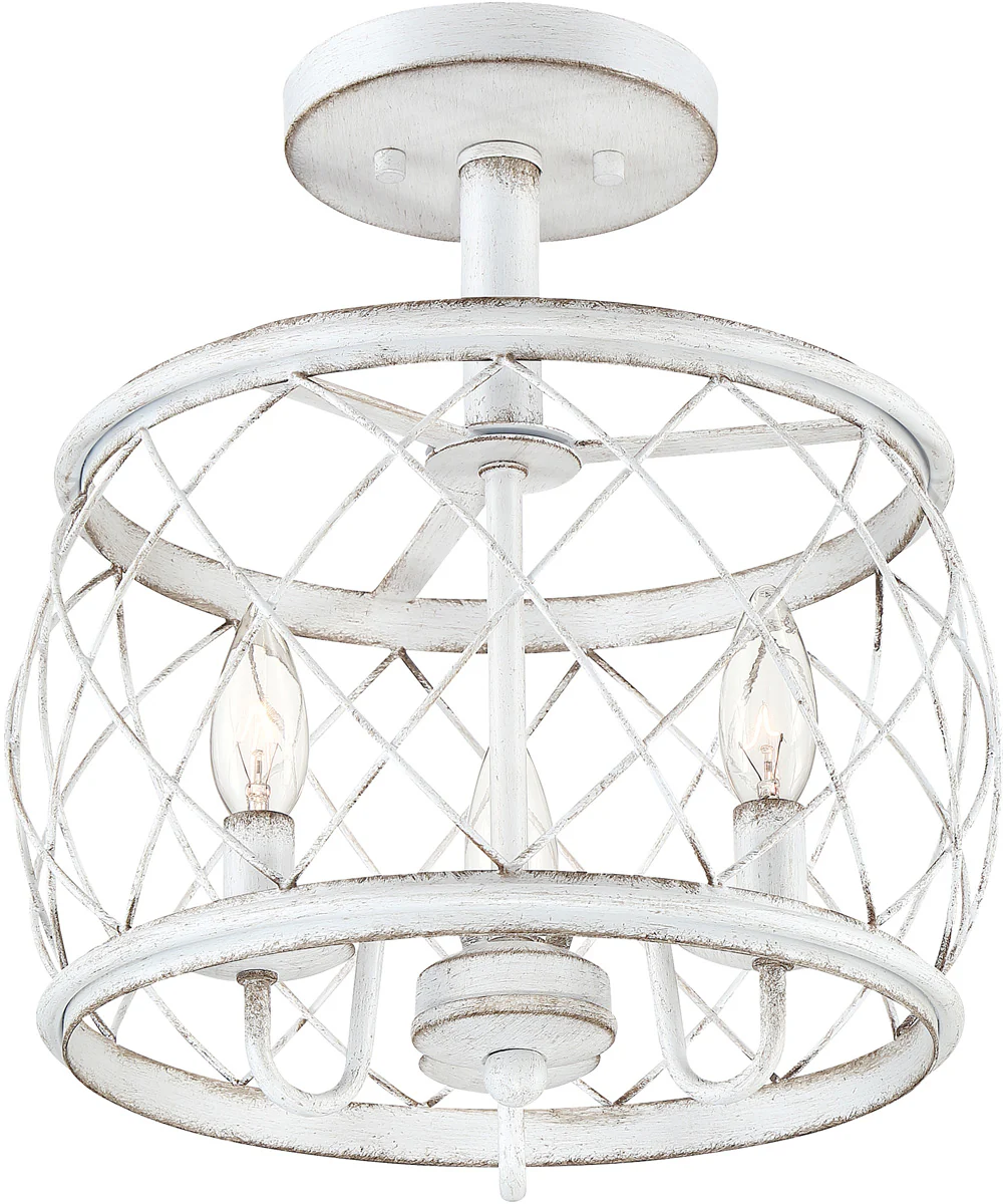 Dury Small 3-light Semi Flush Mount Antique White - Image 5