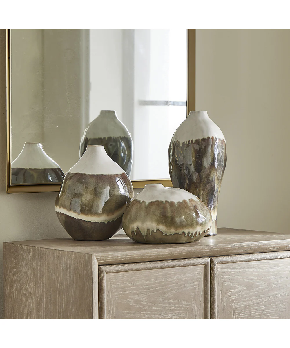 Earthflow Glazed Outdoor Vases Set of 3 - Image 3