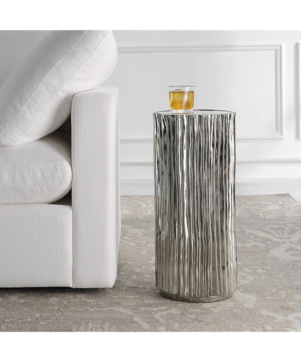Echo Modern Nickel Drink Table - Image 2