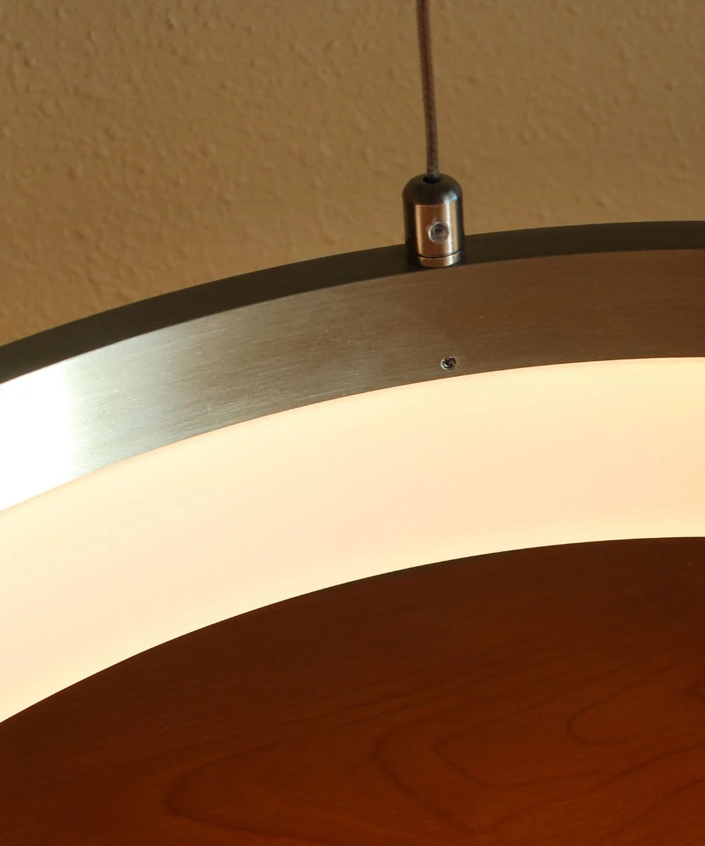 Edge-Lit 16"W 1-Light Round LED Ribbon Chandelier Light Fixture Brushed Nickel Finish - Image 3