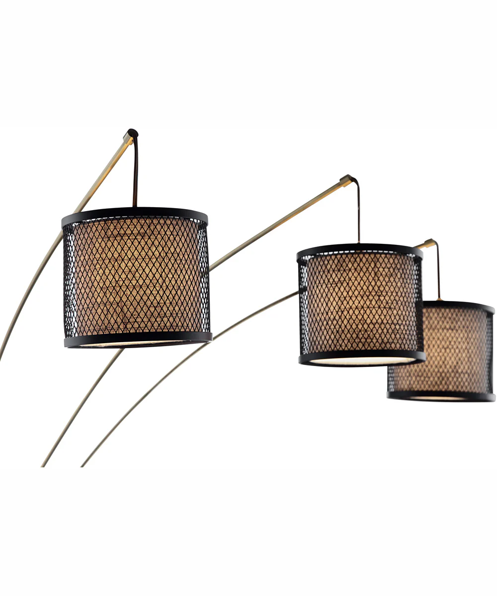 Elena 3-Light 3-Light Arch Lamp Coffee/Metal Net Shade/Fabric - Image 2