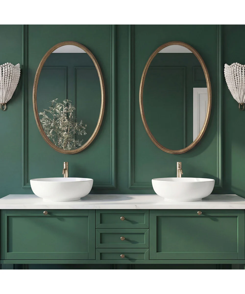Ellis Beaded Brass Oval Mirror - Image 2