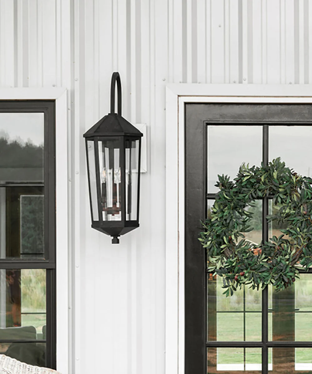 Ellsworth 3-Light Outdoor Wall Mount Rain or Shine - Black with Clear Glass - Image 2