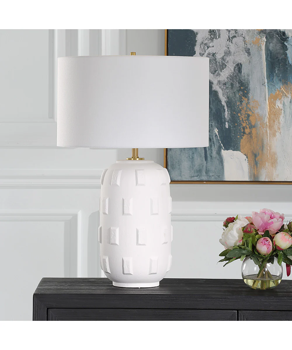 Emerie Textured White Table Lamp - Image 3