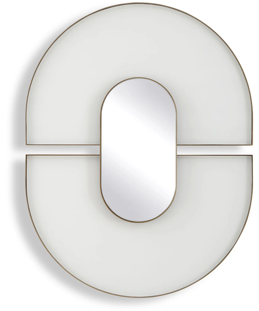 Encase Modern White Oval Mirror
