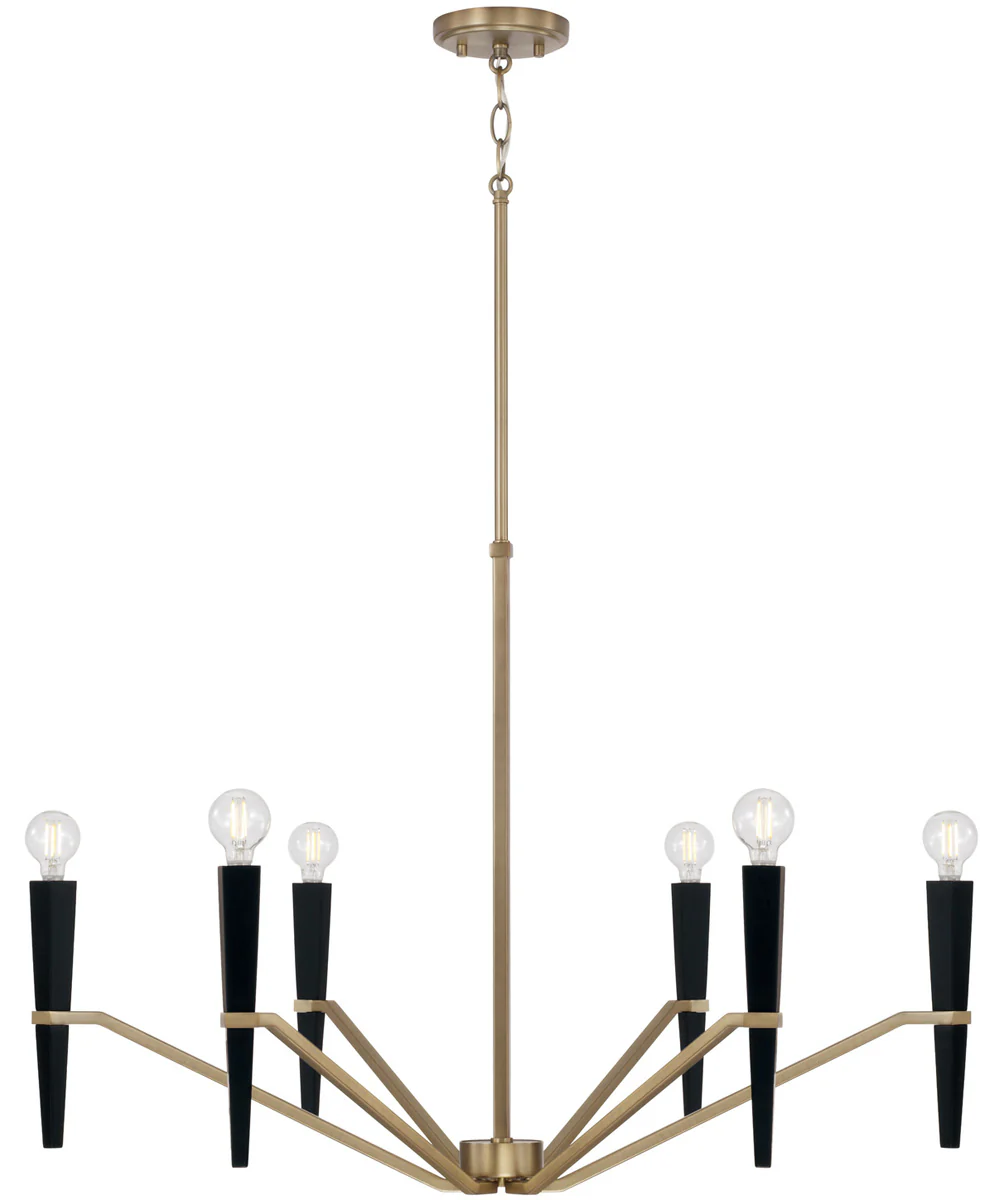 Enzo 6-Light Chandelier Aged Brass and Black