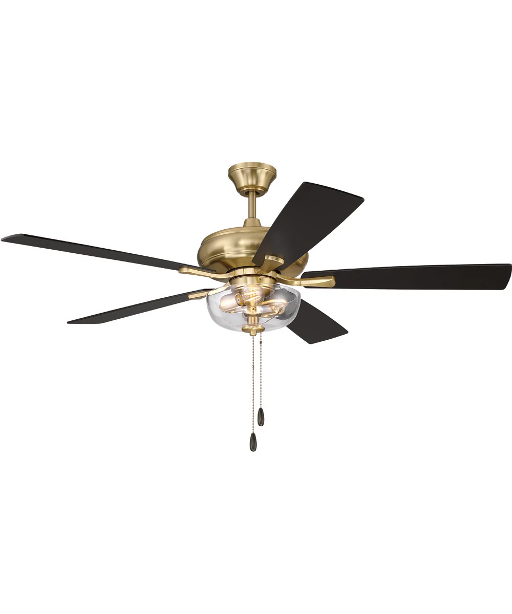 EOS 2 Light Clear Bowl 52" Ceiling Fan 2-Light Fan Satin Brass - Image 3