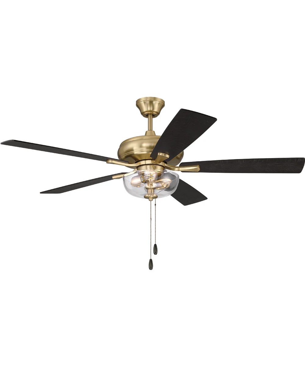 EOS 2 Light Clear Bowl 52" Ceiling Fan 2-Light Fan Satin Brass - Image 4