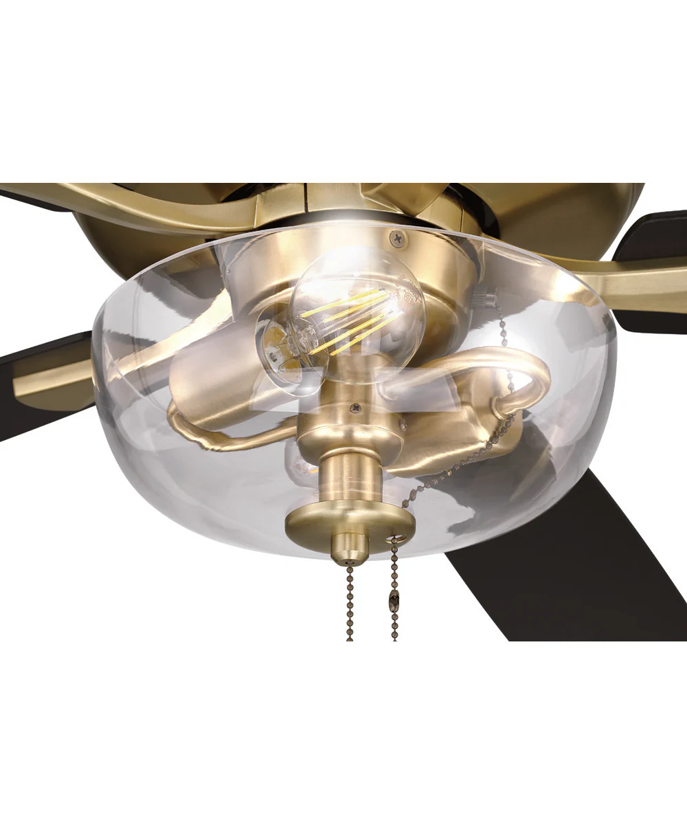 EOS 2 Light Clear Bowl 52" Ceiling Fan 2-Light Fan Satin Brass - Image 9
