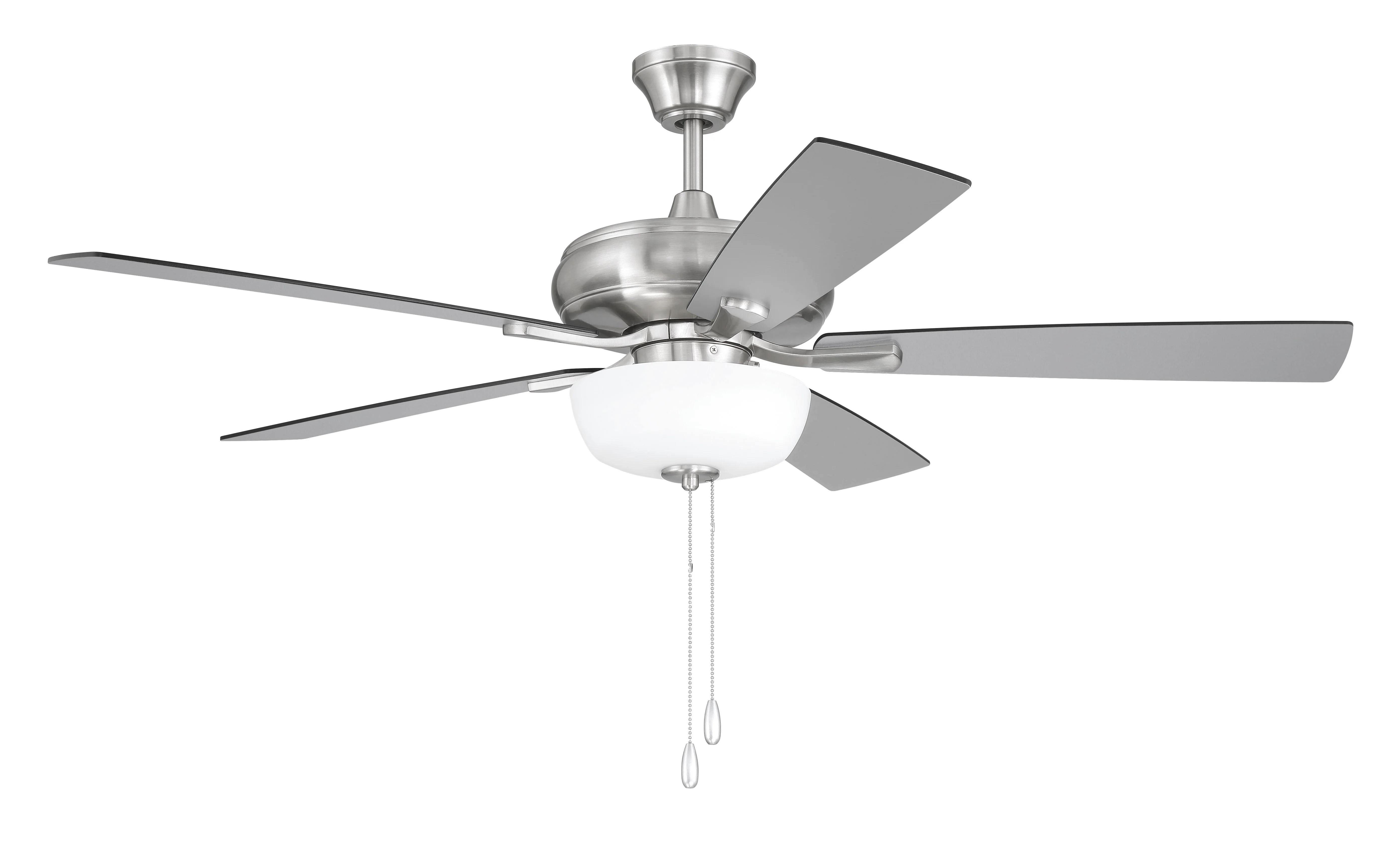 EOS 2 Light Frosted White Bowl 52" Ceiling Fan 2-Light Fan Brushed Polished Nickel