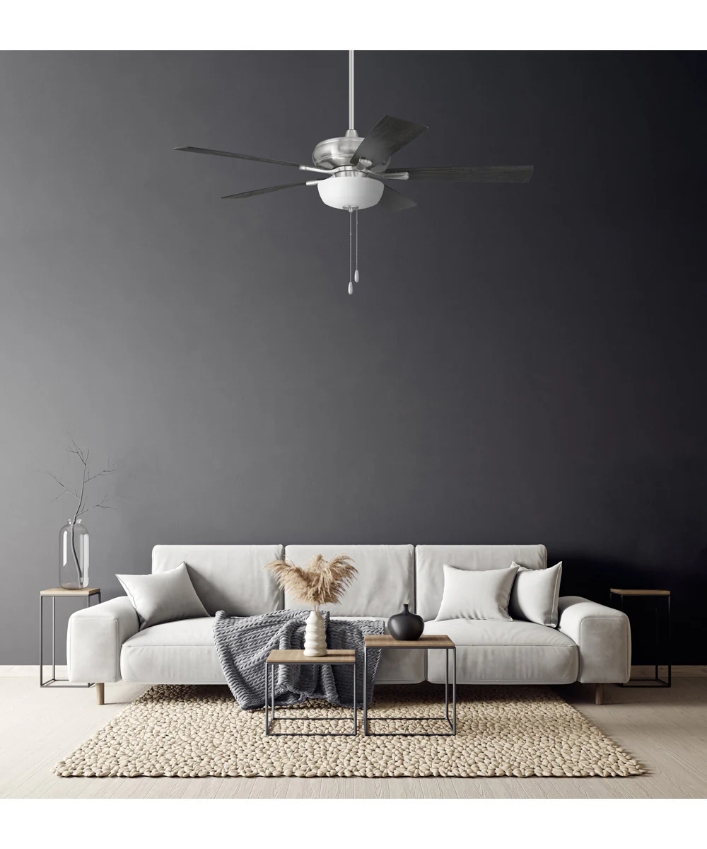 EOS 2 Light Frosted White Bowl 52" Ceiling Fan 2-Light Fan Brushed Polished Nickel - Image 2
