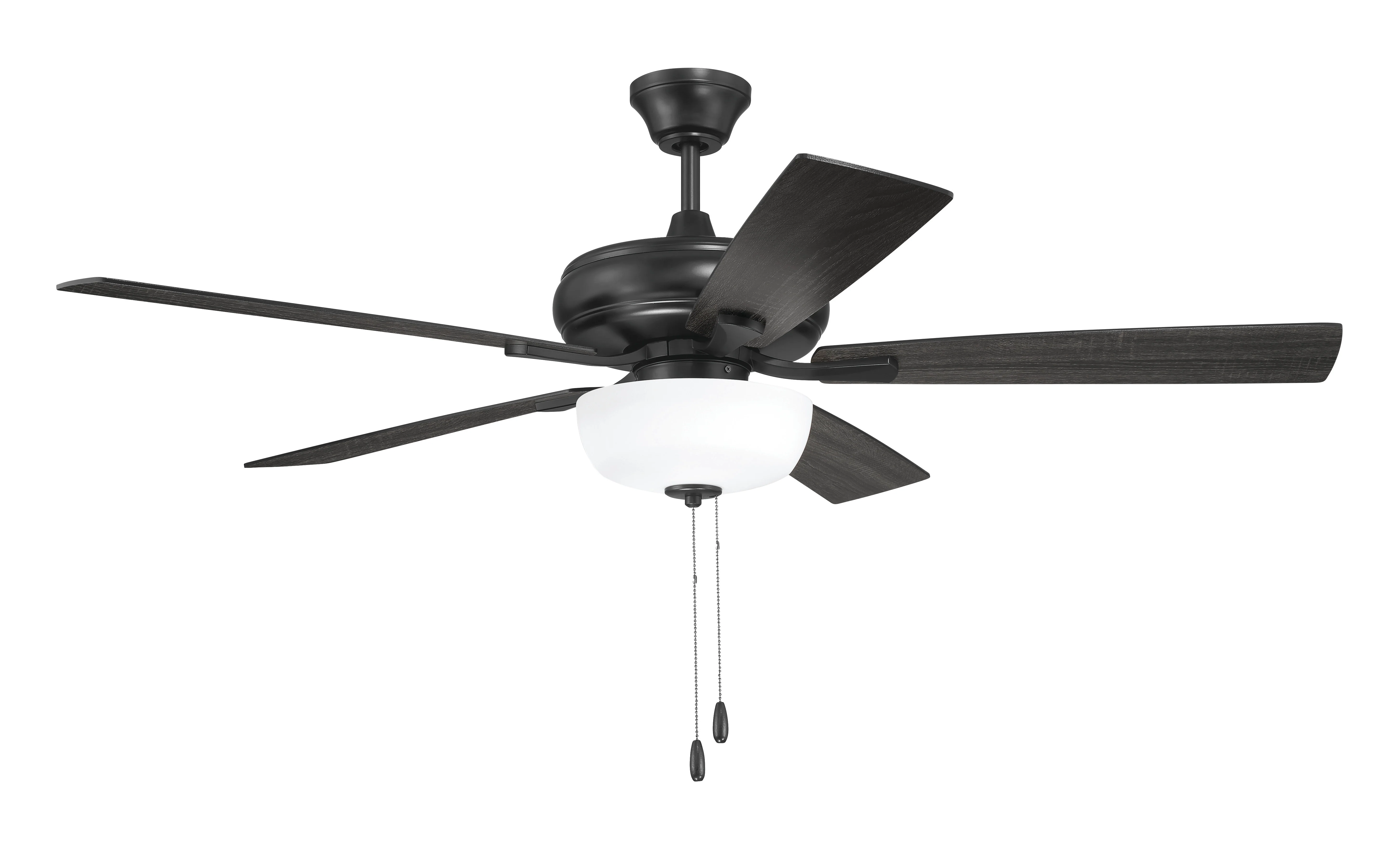 EOS 2 Light Frosted White Bowl 52" Ceiling Fan 2-Light Fan Flat Black