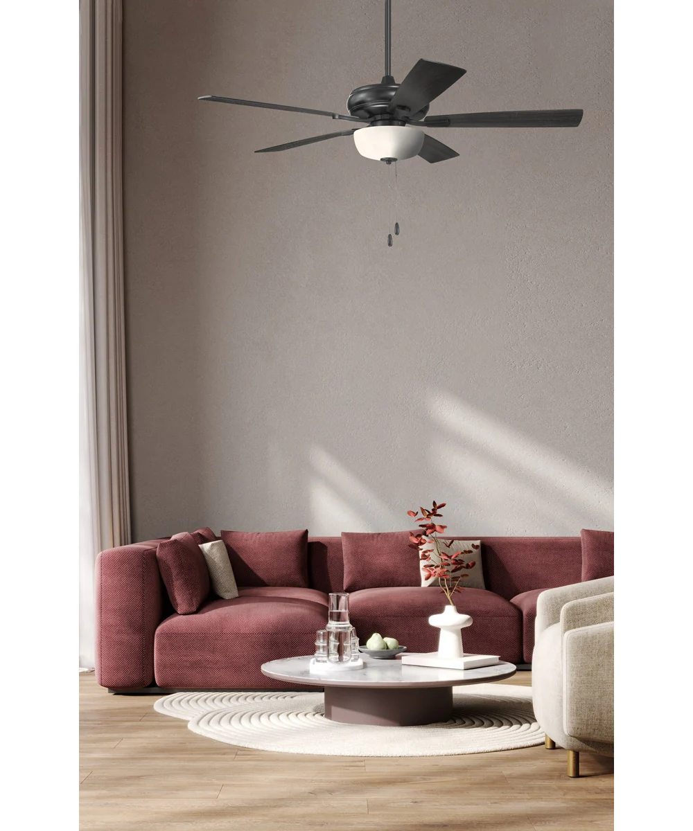 EOS 2 Light Frosted White Bowl 52" Ceiling Fan 2-Light Fan Flat Black - Image 2