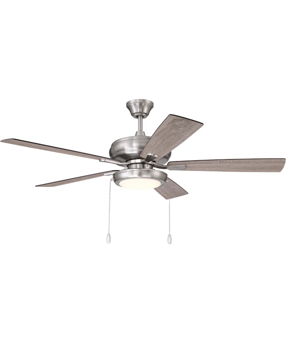 EOS Low Profile 1 bulb Frosted White 52" Ceiling Fan 1-Light Fan Brushed Polished Nickel - Image 3