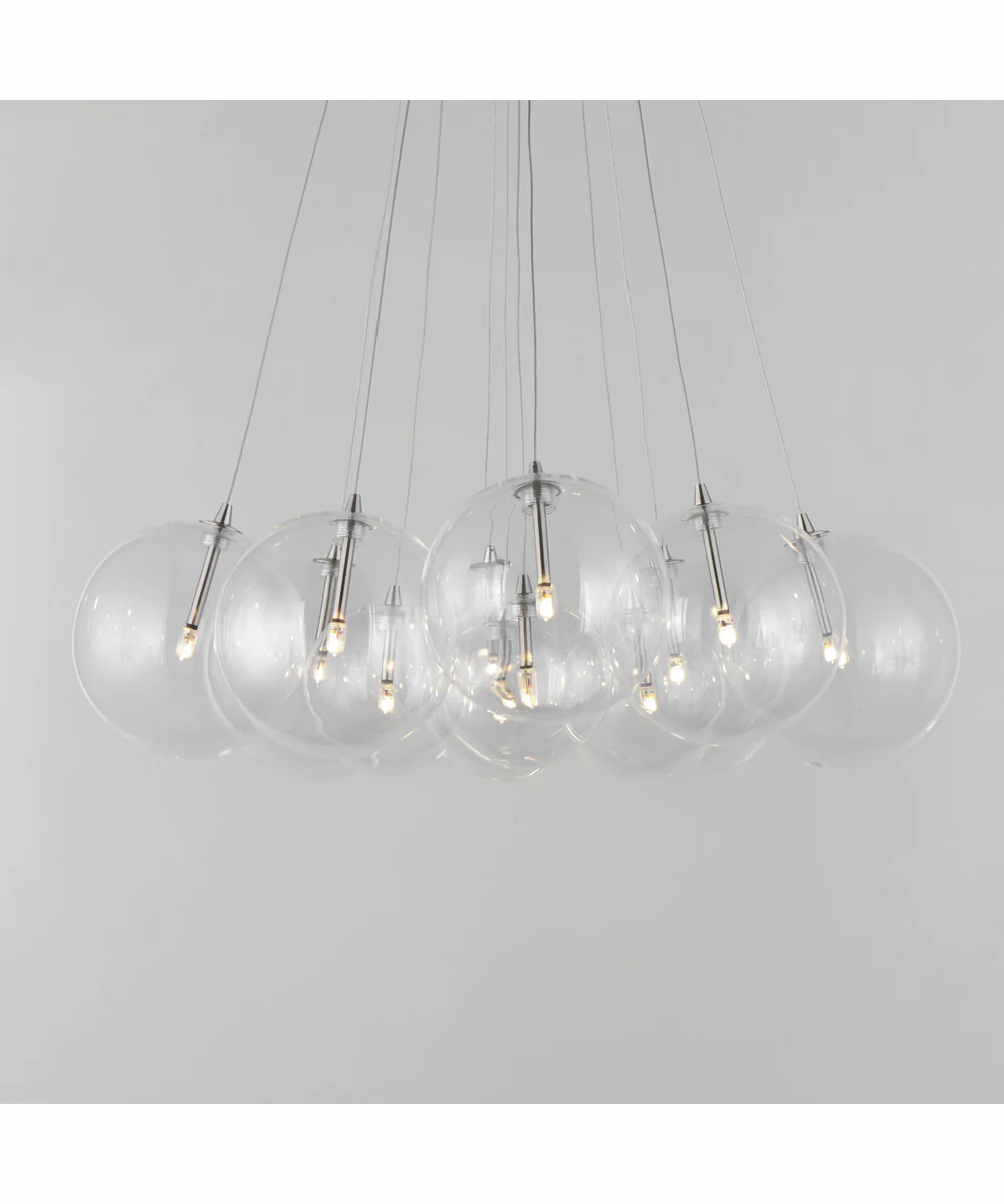 Burst 12-Light LED Pendant - Clear Satin Nickel - Image 2