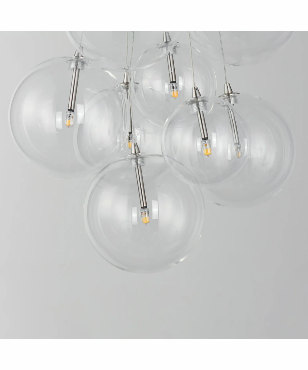 Burst 9-Light LED Pendant - Clear Satin Nickel - Image 4
