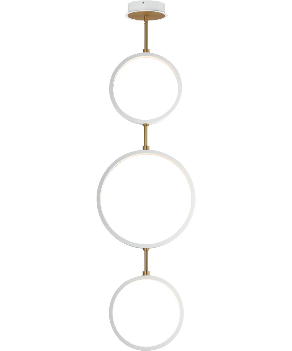 Hoopla 3-Light LED Pendant White/Gold