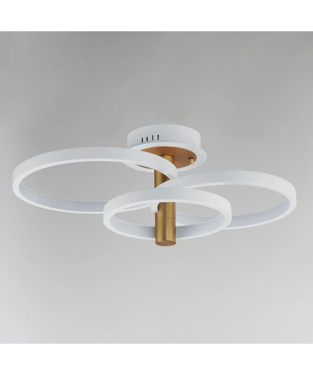 Hoopla 3-Light LED Semi Flush Mount White/Gold - Image 2