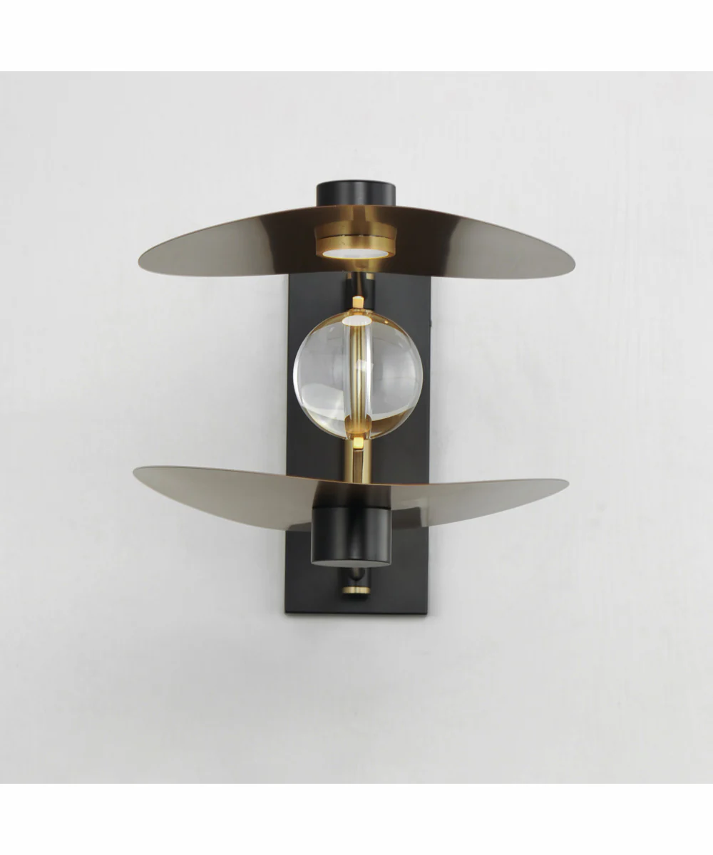 Pearl 2-Light LED Sconce Black / Natural Aged Brass - Image 3