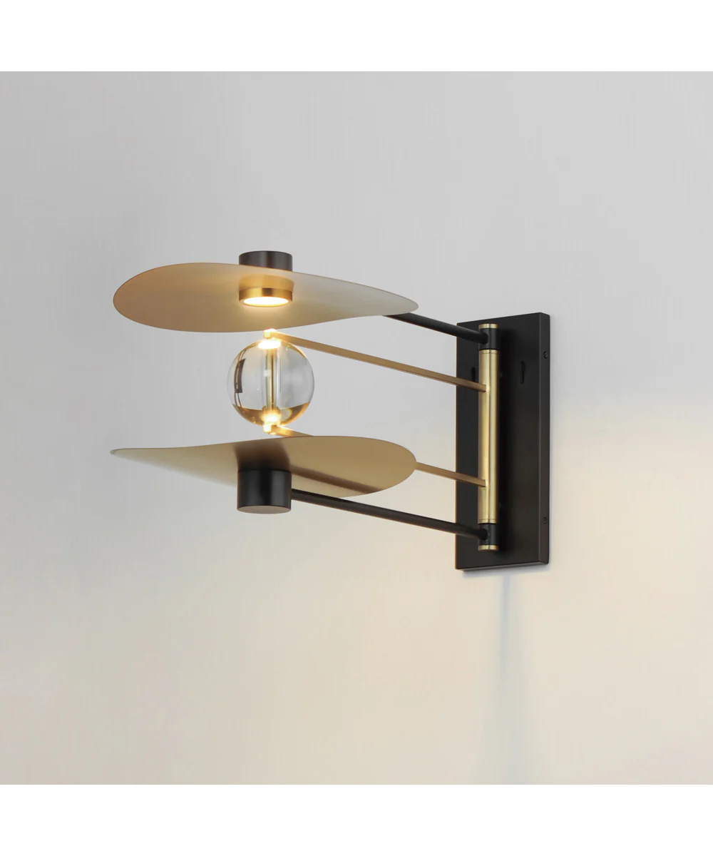 Pearl 2-Light LED Sconce Black / Natural Aged Brass - Image 4