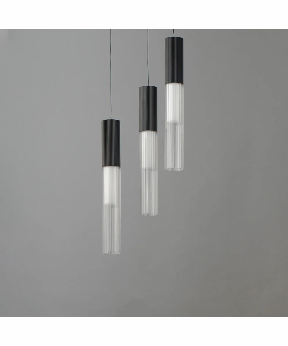 Reeds 3-Light LED Pendant Black - Image 4