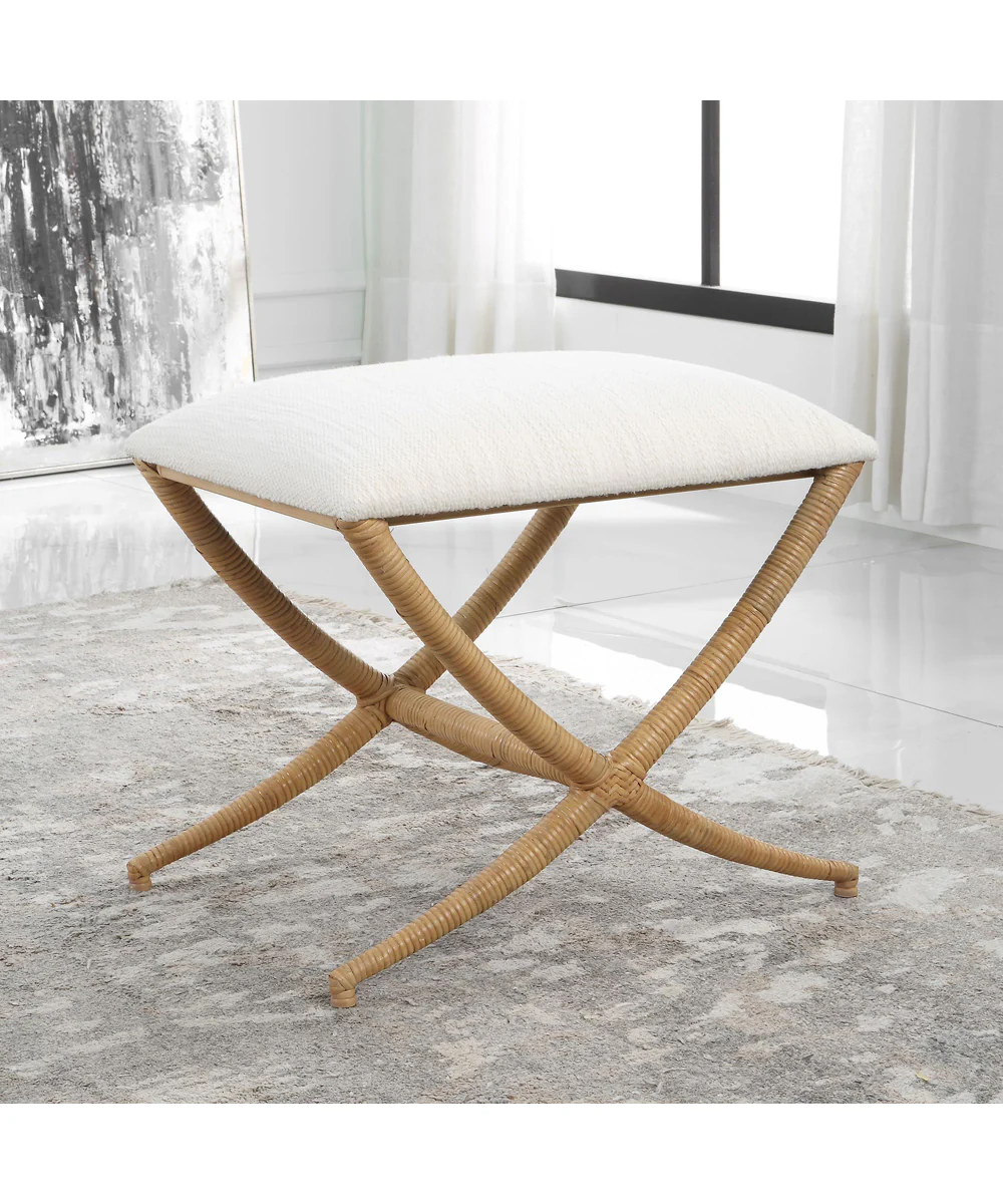 Expedition White Fabric Small Bench - Image 2