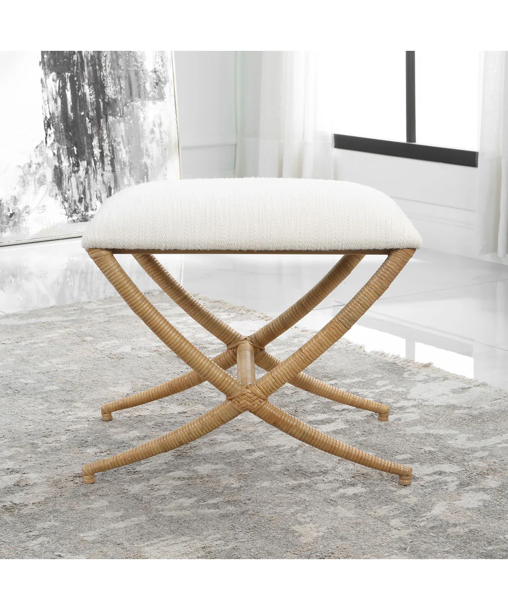 Expedition White Fabric Small Bench - Image 3