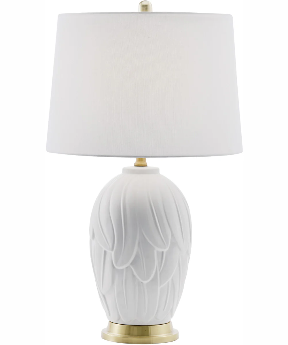 Farida 1-Light Table Lamp Antique Brass/White Ceramichrome/ White Fabric Shade