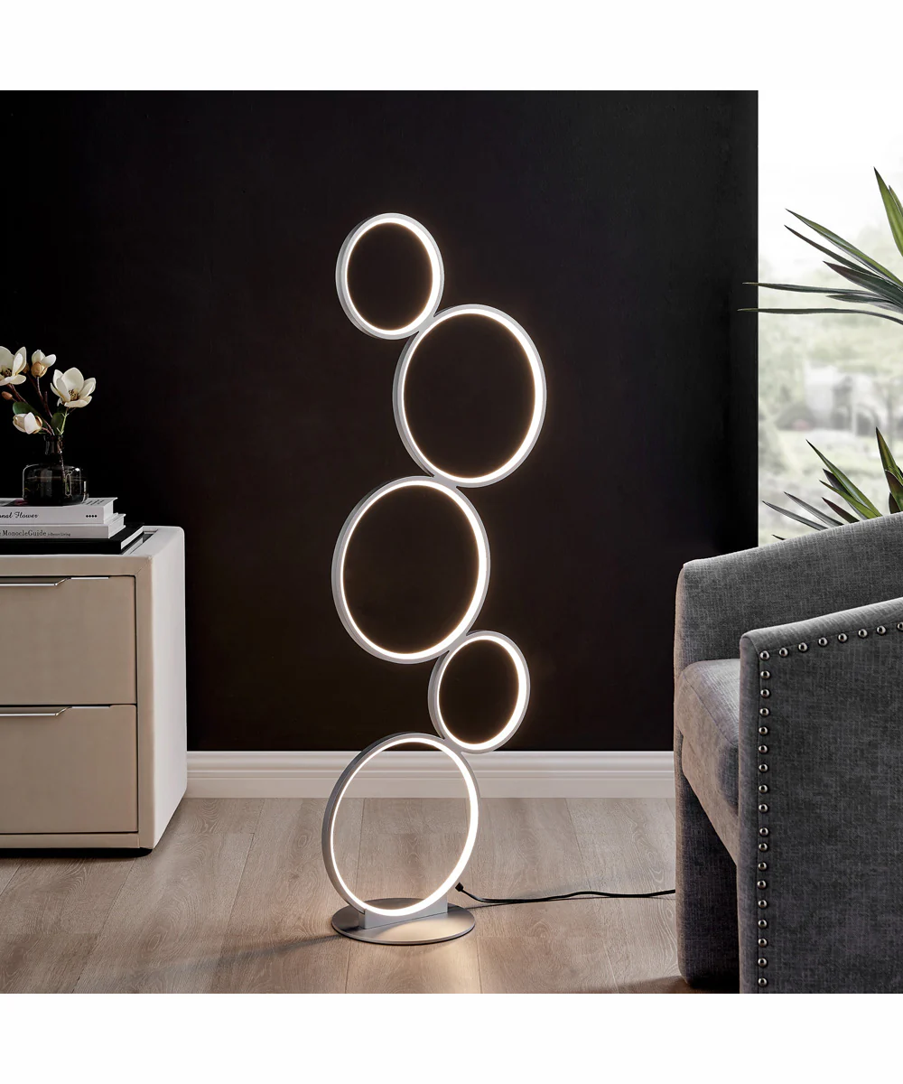 Fedora Led Floor Lamp 5 Rings/Silver - Image 3